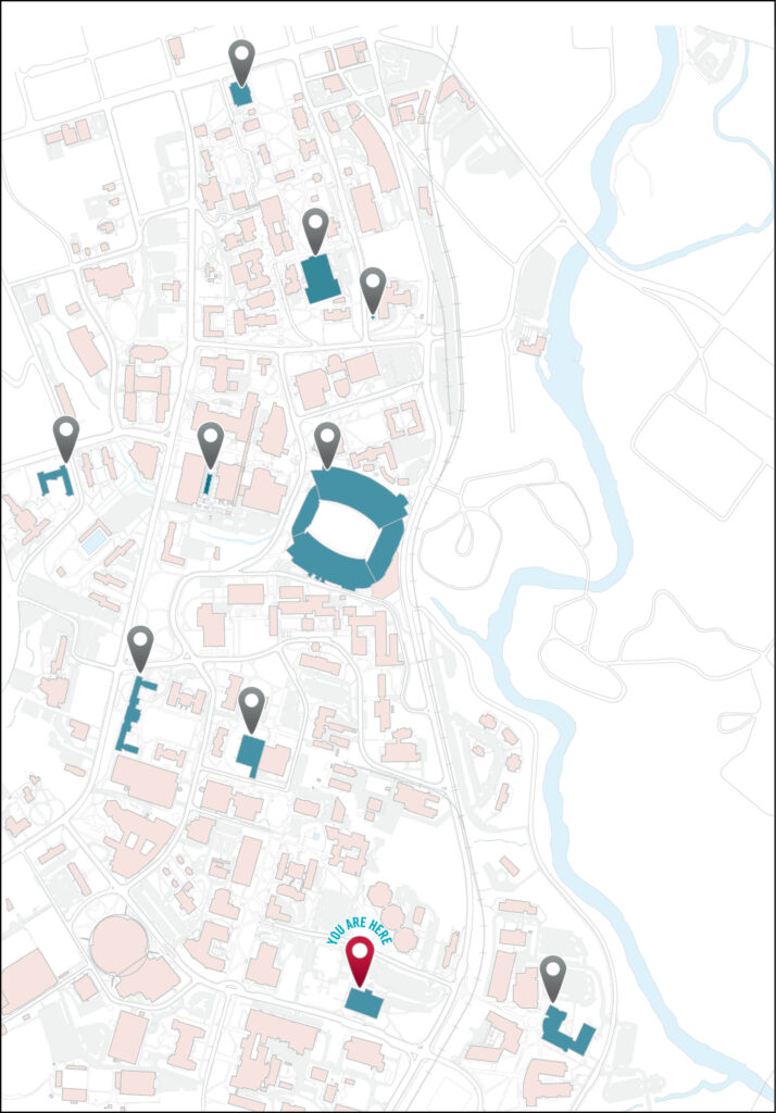 Map that includes the Mary Frances Early College of Education at the University of Georgia