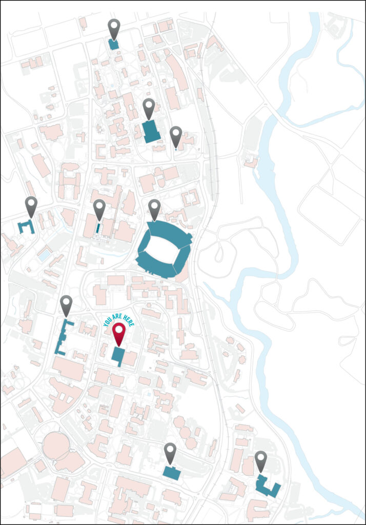 Map with the Shirley Mathis McBay Science Library at the University of Georgia